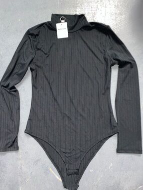 belle sky Kids Black Ribbed Long Sleeve Bodysuit